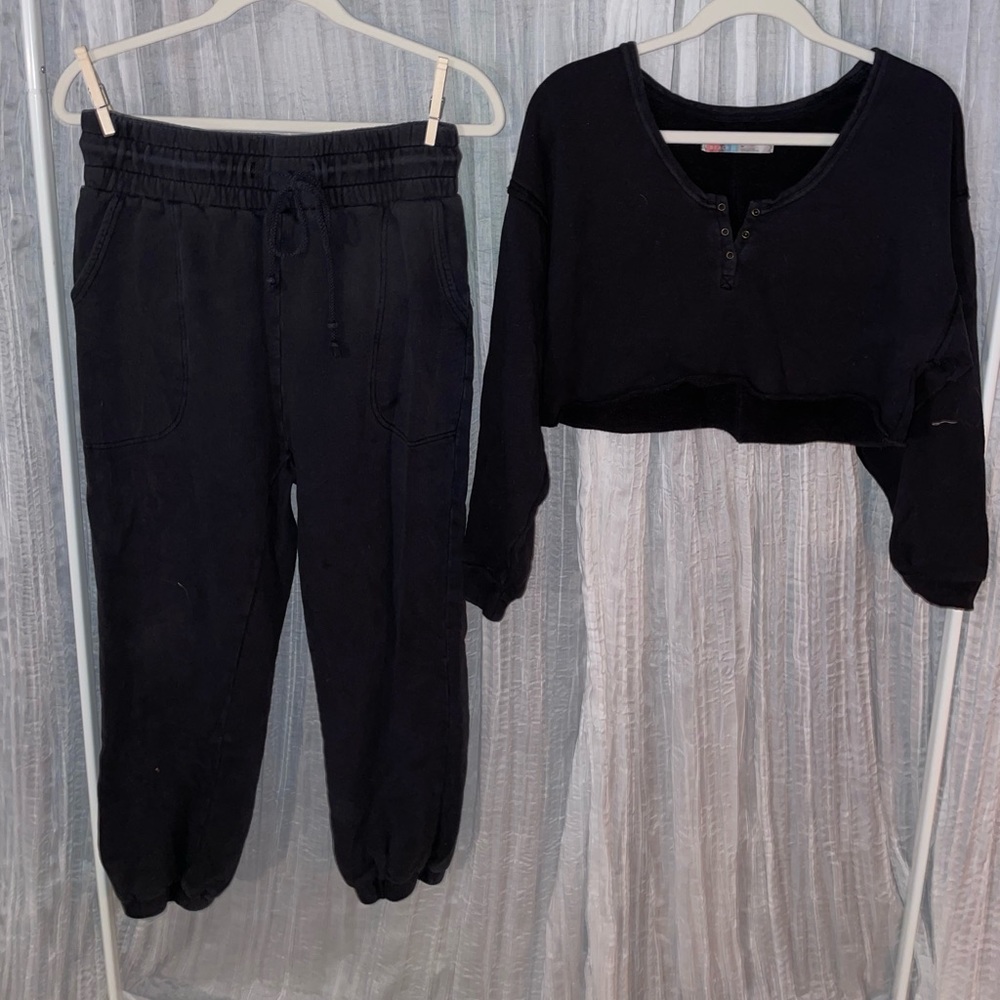 FREE PEOPLE SWEAT SET - FADED BLACK